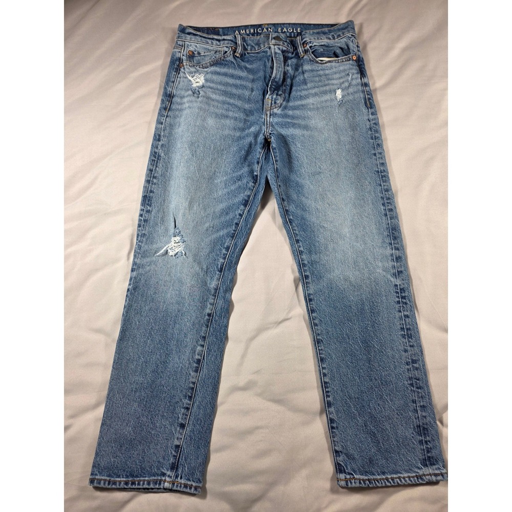 American Eagle Original Straight Jeans Men 33x30 (Fit 32x28) Distressed EasyFlex